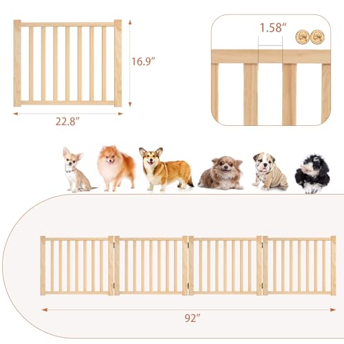 Non Painted Wooden Freestanding Dog Gates (【4 Panel】-16.9“ H)
