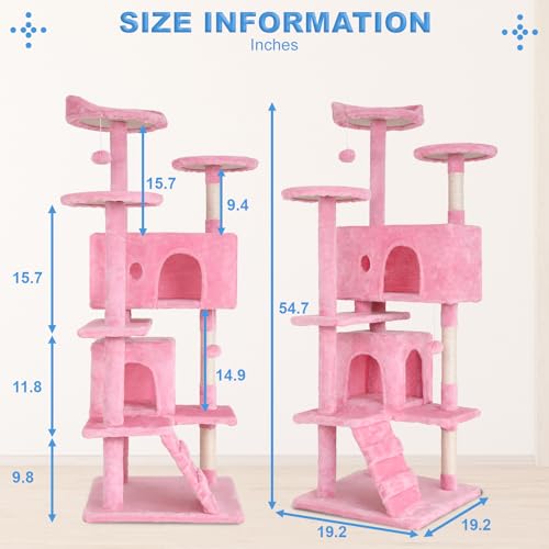 54" Cat Tree Tower (Pink)