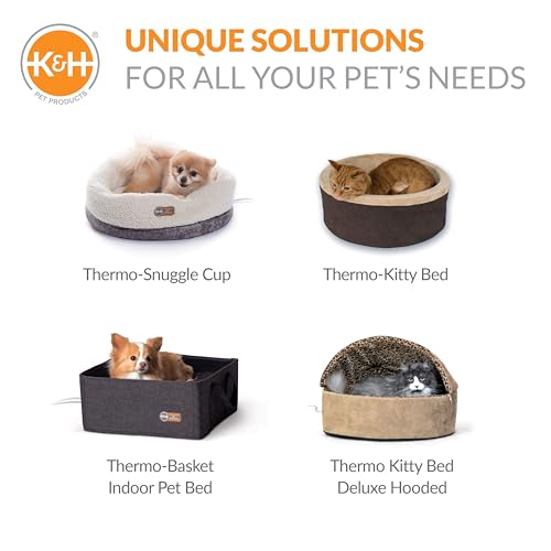 K&H Heated Cat Bed (Navy/Geo Flower / 17 X 15 X 13 Inches / Heated)