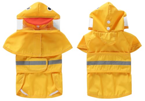 Dog Raincoat Hooded Reflective Waterproof Slicker Poncho (Yellow Duck / 3XL(33-38 pound))
