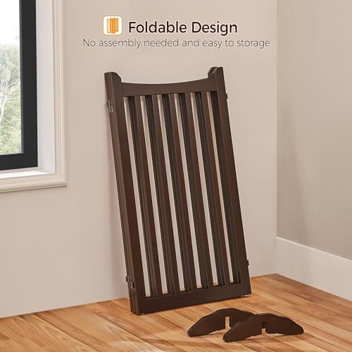 Freestanding Wooden Dog Gate (Espresso / 60" W x 36" H)