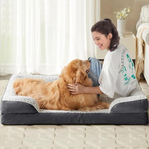 Orthopedic Dog Beds for Large Dogs (Deep Grey / 42"L x 30"W x 7"Th)