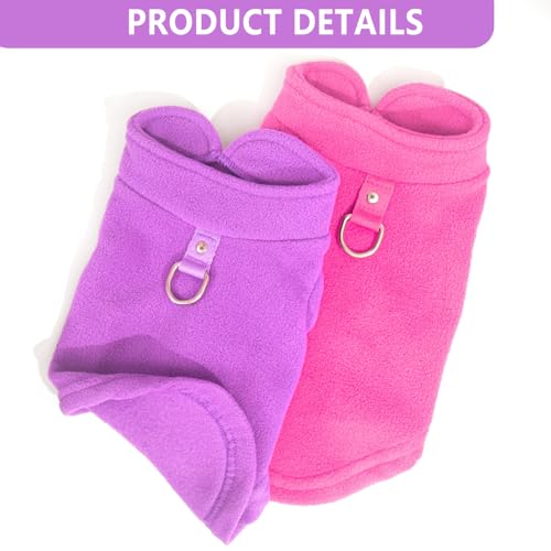 2 Pieces Fleece Dog Sweaters for Small Medium Dogs Girl (rose,purple / X-Large(19-26lbs))
