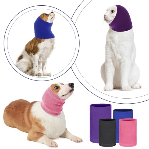 4 Pcs 3 Size Dog Ear Muffs (Pink+Gray+Blue+Purple / 2 Small+Medium+Large)