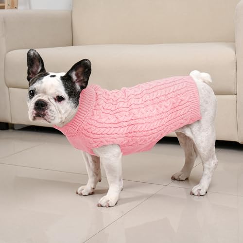 Dog Sweater 2 Pack for Medium Dogs (Pink & Purple / Large)