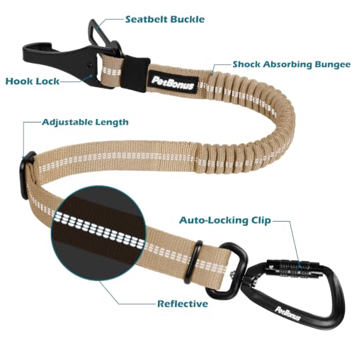Dog Seat Belt for Car (Khaki / 1 Pack)