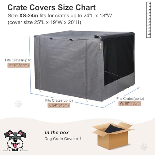 24 Inch Dog Crate Cover with Mesh (24.0"L x 18.0"W x 20.0"H / Grey)