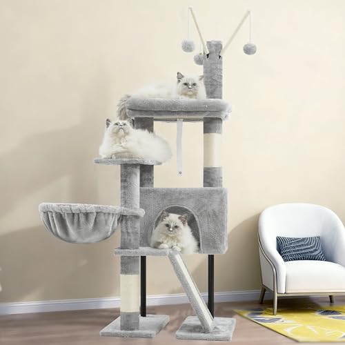 Cat Tree Tower for Indoor Cats (47.24 inches / Light gray)