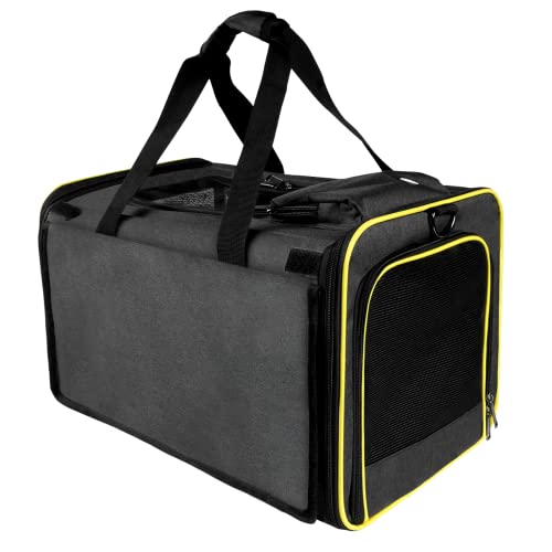 Cat Carrier for Large Cats 20 lbs+ Soft Pet Kennel Bag for Small Dog (Black-Yellow / 18.1"L x 11.8"W x 11.8"H)