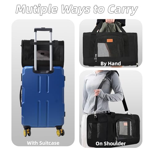 Cat Carrier Portable Pet Carrier Bag for Cats and Small Dogs (Black)