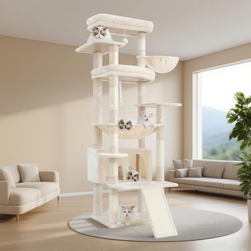 Tall Cat Tree for Large Cat (Beige / 80 inch)