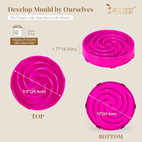 Slow Feeder Dog Bowl for Large Medium Dogs (Large / Hot pink)