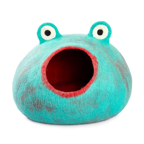 Luxurious Merino Wool Cat Cave (Turquoise Frog)