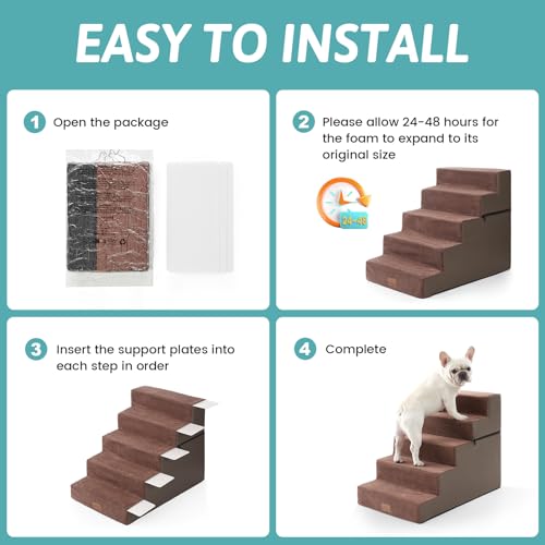 Dog Stairs for Small Dogs (Brown / 19.7x29.5x23.6 inch)