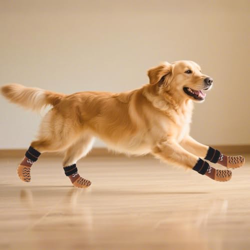 Dog Socks Shoes for Hot Pavement to Prevent Licking Paws (Khaki / Extra Large (Paw Width: 3.5"))