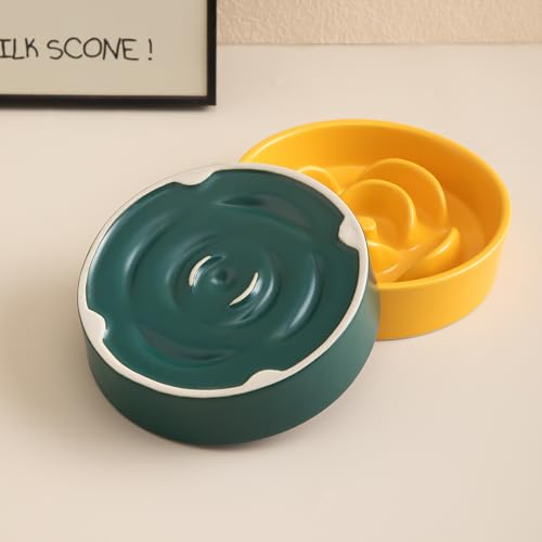 6'' Ceramic Slow Feeder Dog Bowls (6 inch / Green)