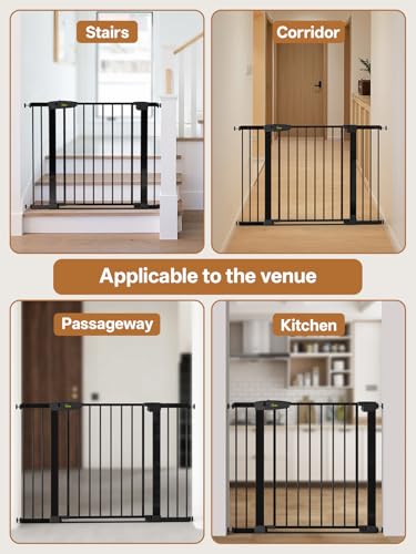 Baby Gate for Indoor Stairs & Doorways (Black / 27.9-42.1")