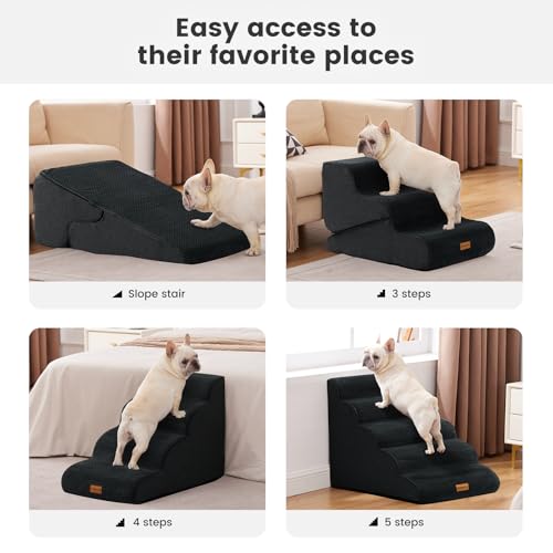 Dog Stairs for Small Dogs 16.5" H (Black / 2 in 1 15.7"x26.7"x16.5")