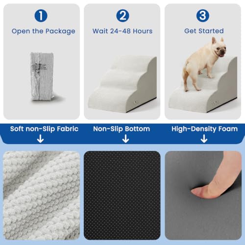 Dog Stairs for Small Dogs & Cats (Light Grey)