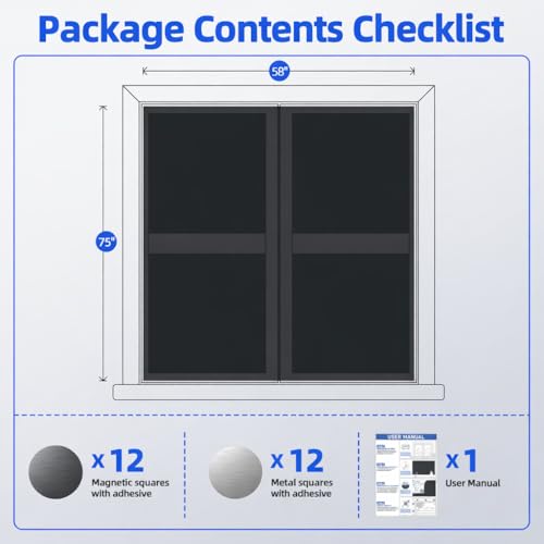 Magnetic Blackout Window Cover (Black / 58"W x 75"H)