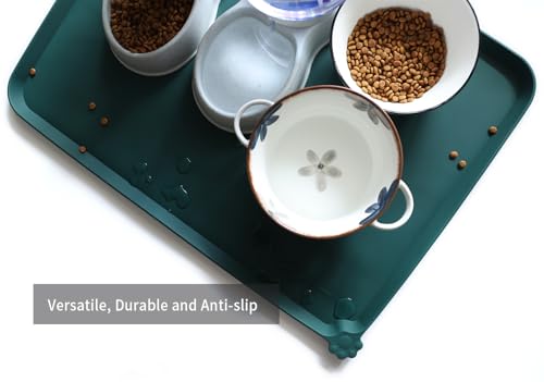 X Large Silicone Non Slip Pet Food Mats (28" x 20" / Dark Cedar)