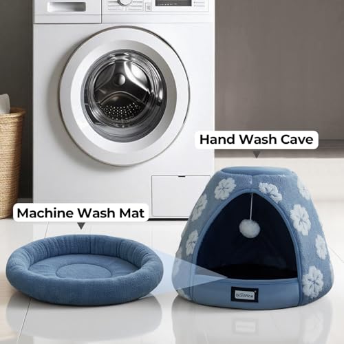 Cat Beds for Indoor Cats (19"L x 19"W x 16"Th / Blue)