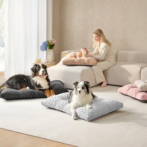 Washable Large Dog Bed for Crate (Grey / 36" x 27" x 3.5")