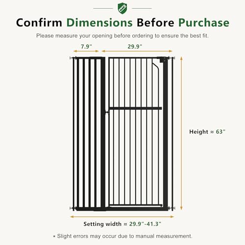 63" Extra Tall Pet Gate for Cat (63" Tall, 29.9"-41.3" Wide)