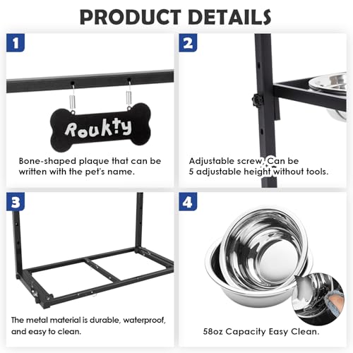Elevated Dog Bowls for Dogs (2 Dog Bowls / Height: 6-15.5")