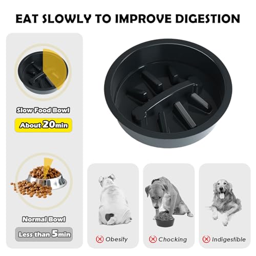Metal Raised Dog Bowl Stand for Large and Medium Dogs (Height-10inch / Black-L with slow feeder)