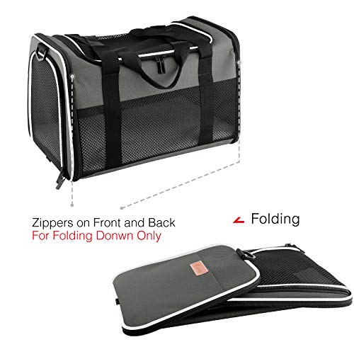 Cat Carrier Portable Foldable Dog Pet Carrier (17.5"L x 11.0"W x 11.0"H / Brown)