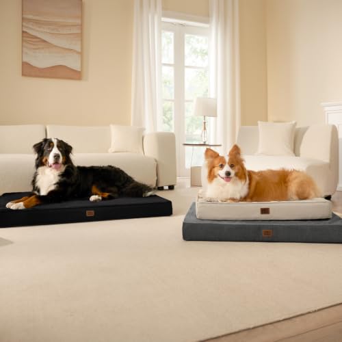Large Memory Foam Dog Crate Bed Washable (Black / 35*23*3 Inches)
