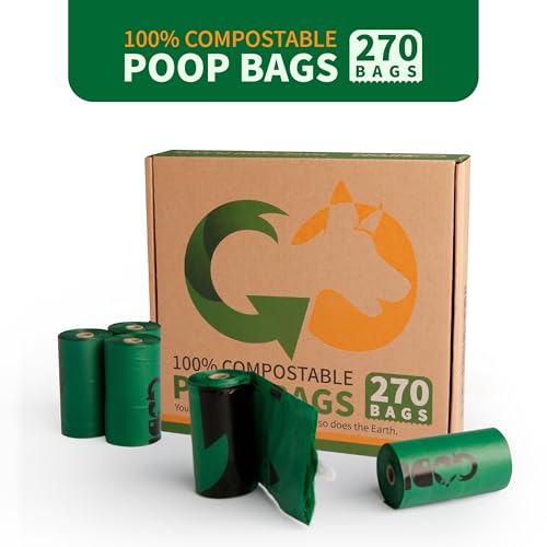 Certified Home Compostable Dog Poop Bags (Dark Green / 270 Count (Pack of 1))