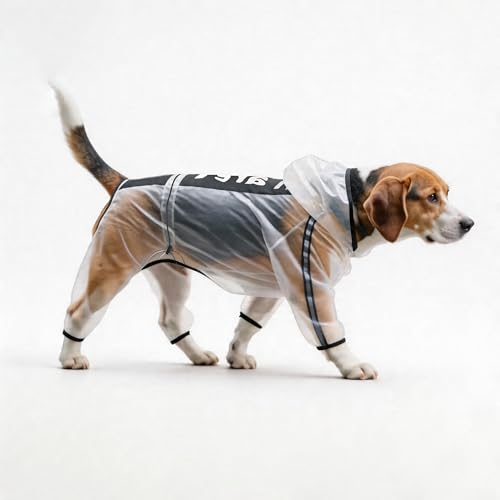 Dog Raincoat Dog Hooded Slicker Poncho (White / 2XL)