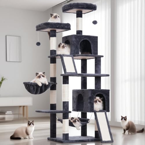 Cat Tree 71'' Tower for Large Cat with Scratching Post (71 inches / Smoky gray)