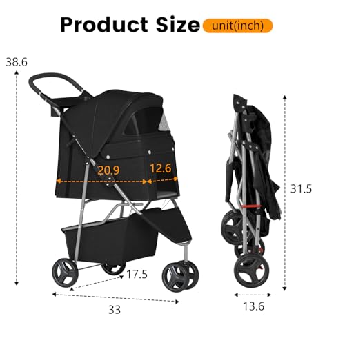 3 Wheel Pet Stroller (Black)