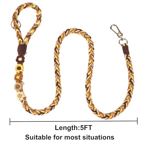 5FT Braided Cotton Rope Leash for Small (Golden Harvest)