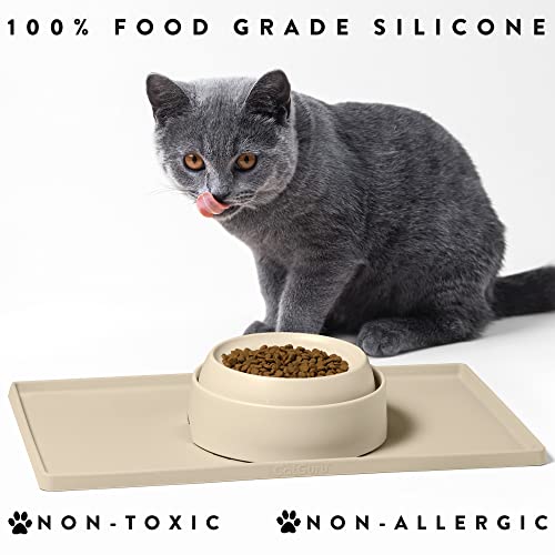 Premium Cat Food Mat (L: 24" x 14" / Sand)