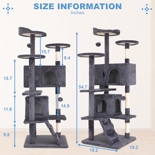 54" Cat Tree Tower (Ashy)