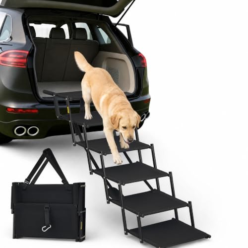 Foldable Dog Steps for Car Dog Stairs for Large Dogs Ramp 5 Steps