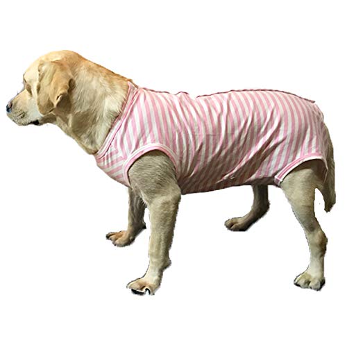 Dog’s Recovery Suit Post Surgery Shirt for Female Male Dog (5xl / pink white stripe)