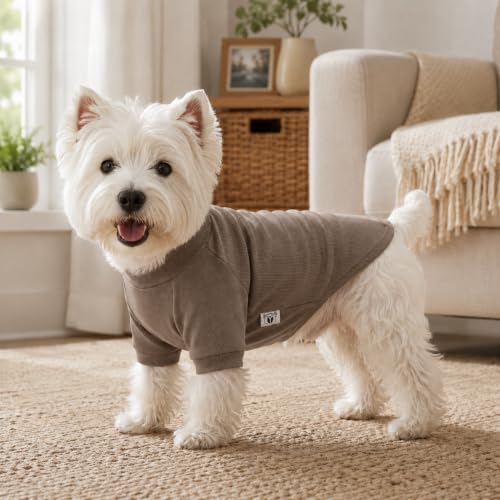 Ribbed Dog T Shirt Cotton Knitted Dog Sweaters for All Season Pet T (XL (for Medium Dog) / Beige)