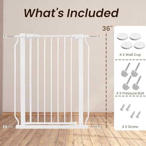 Easy Walk Thru Baby Safety Gate (36-inch Tall, White)