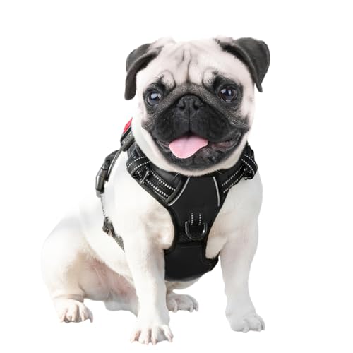 Reflective Dog Harness Large Breed Adjustable No Pull Vest (Extra Large / Black)