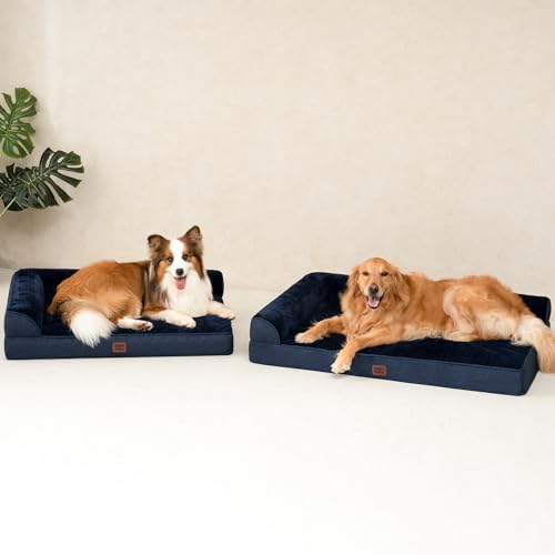 XL Dog Bed Memory Foam for Crate (Navy Blue / 41.0"L x 27.0"W x 6.5"Th)
