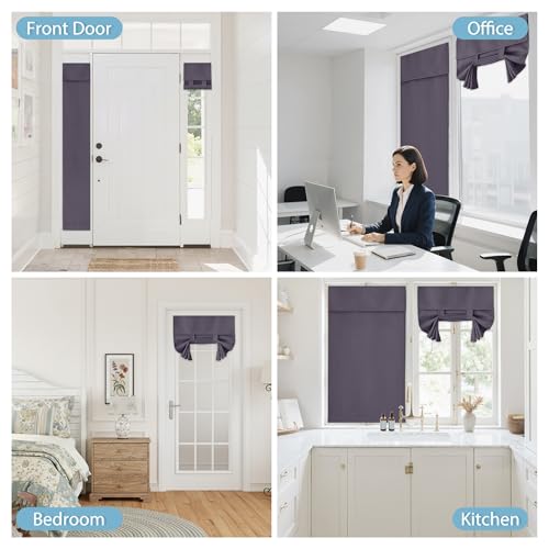 Blackout Door Window Curtains for Kitchen Back (Grayish Purple / 30"W x 40"L (Pack of 1))