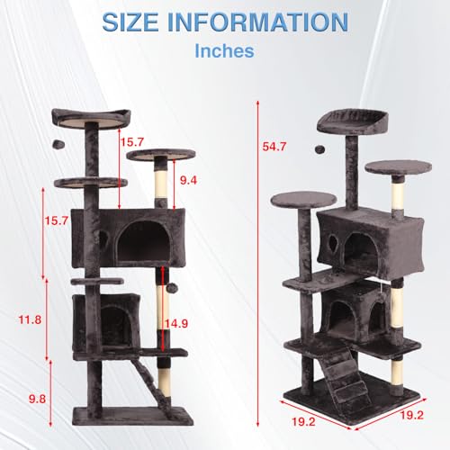 54" Cat Tree Tower (Purple Gray)