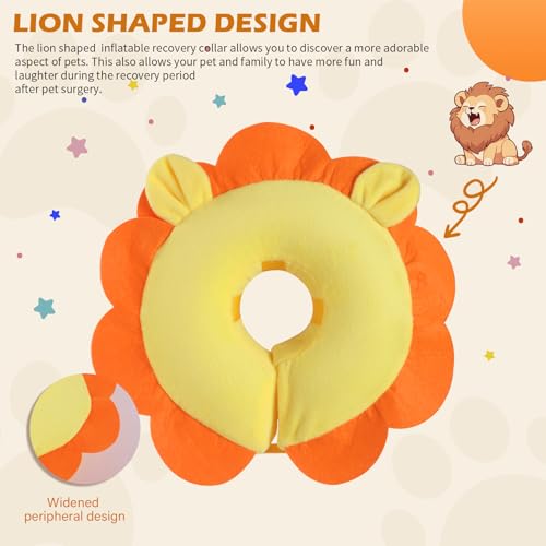 Inflatable Recovery Dog Collar (Orange Lion / Medium (Neck:8''-10''))