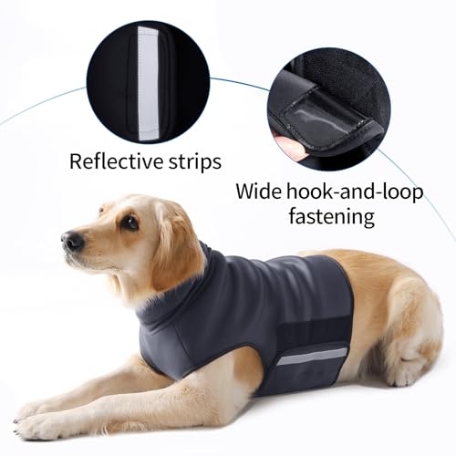 Dog Anxiety Vest with Hoodie Fully Openable Calming Shirt for Dogs Breathable Thunder Jacket for Stress Relief Storm and Firework Anxiety Relief (Grey / Medium)