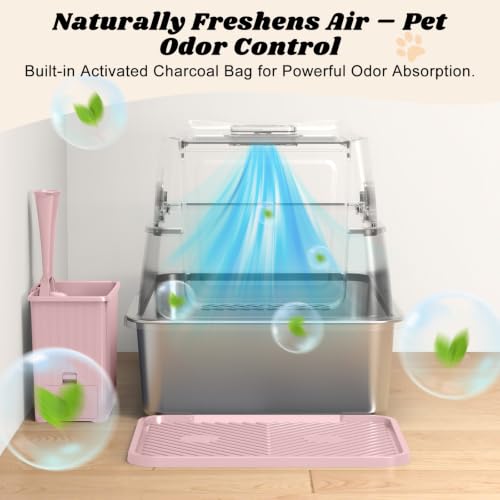 Stainless Steel Litter Box (Blush Pink / X-Large)